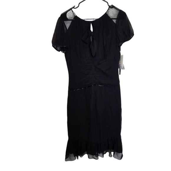 Nwt vintage y2k Vera Wang black silk midi dress size 10 medium beaded - Picture 1 of 11
